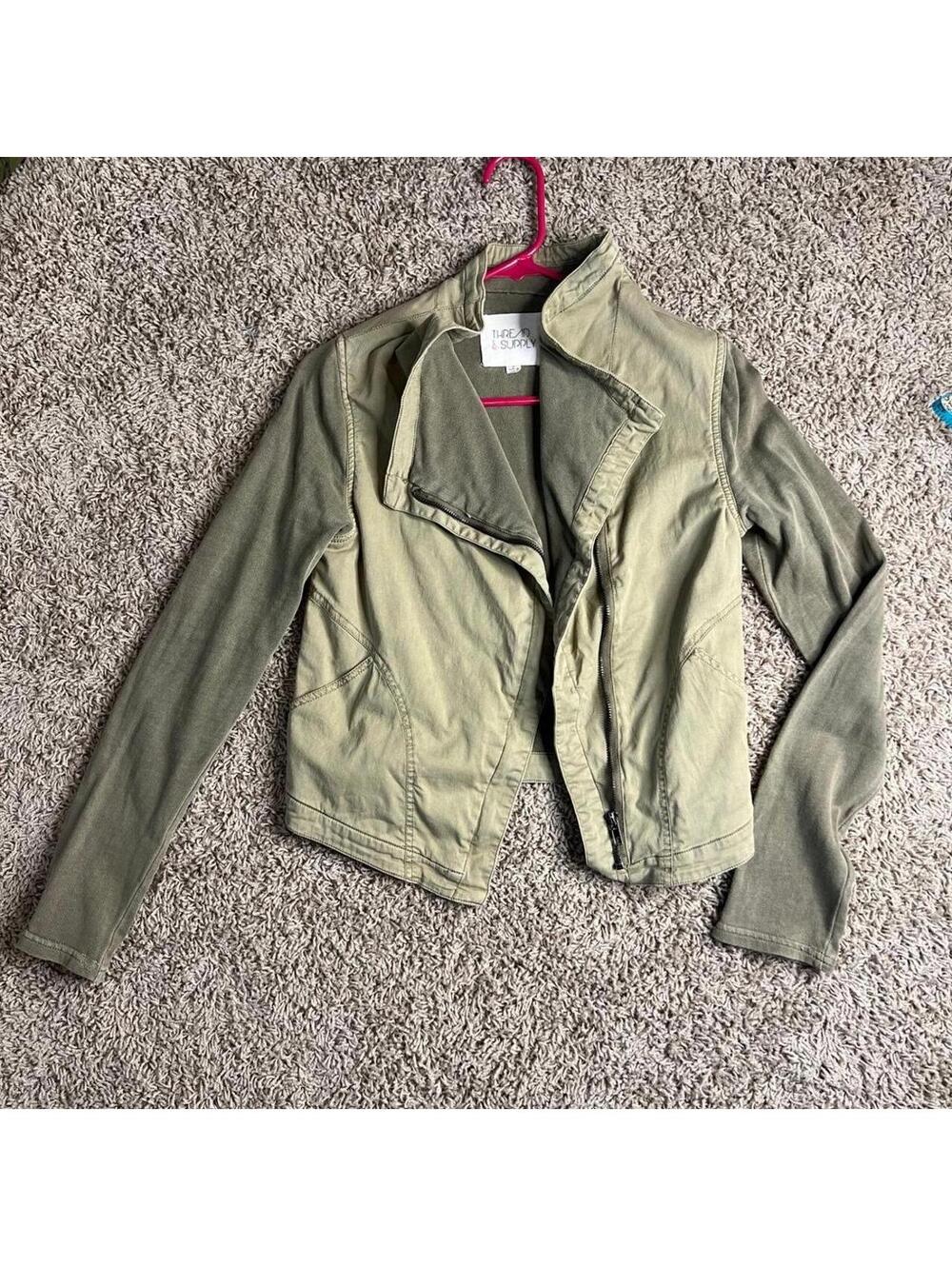 Thread & Supply Olive Green Lightweight Jacket, Size Small